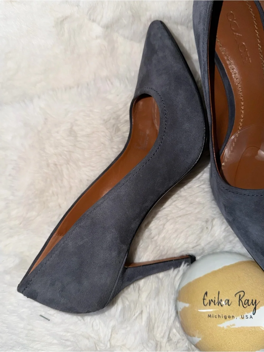 COACH Gray Waverly Suede Pumps